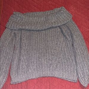 Forever 21 grey off the shoulder knit sweater